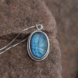 Reversible Lighthouse Northern Lights Labradorite Pendant - Silver Pendant   7388 - handmade by Beth Millner Jewelry