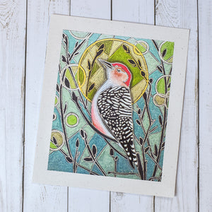 Summer Serenity Red Bellied Woodpecker Artist Print - Tree Planted with Purchase - Artisan Goods   7339 - handmade by Beth Millner Jewelry