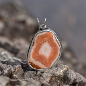 Lake Superior Agate Drop Pendant No. 2 - Silver Pendant   7372 - handmade by Beth Millner Jewelry