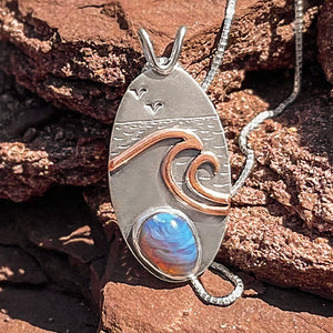 High Tide Pioneer Blue Wonderland Pendant No. 2 - Mixed Metal Pendant   7320 - handmade by Beth Millner Jewelry