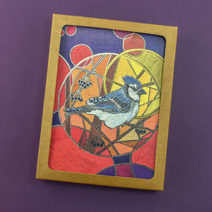 10 Pack - Autumn Blue Jay Greeting Cards - Tree Planted with Purchase - Artisan Goods   7450 - handmade by Beth Millner Jewelry