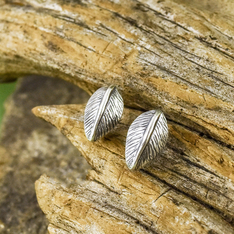 Leaf Post Earrings - Silver Earrings   7310 - handmade by Beth Millner Jewelry
