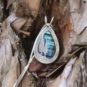 Reversible Northern Lights Labradorite Pendant No. 5 - Silver Pendant   7399 - handmade by Beth Millner Jewelry