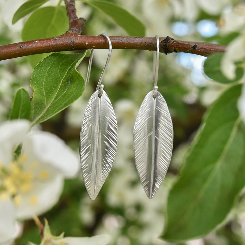 Silver Willow Leaf Earrings -    7315 - handmade by Beth Millner Jewelry