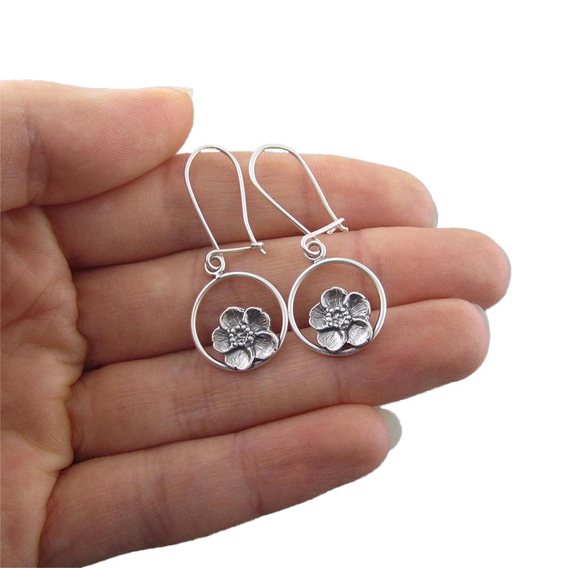 Buttercup Drops Sterling Silver Earrings - Silver Earrings   2692 - handmade by Beth Millner Jewelry