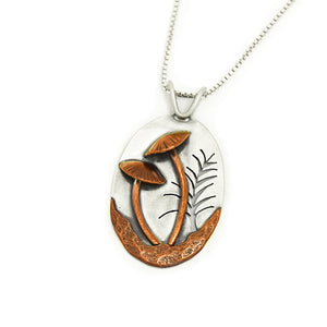 Small Forest Floor Pendant - Mixed Metal Pendant   7368 - handmade by Beth Millner Jewelry