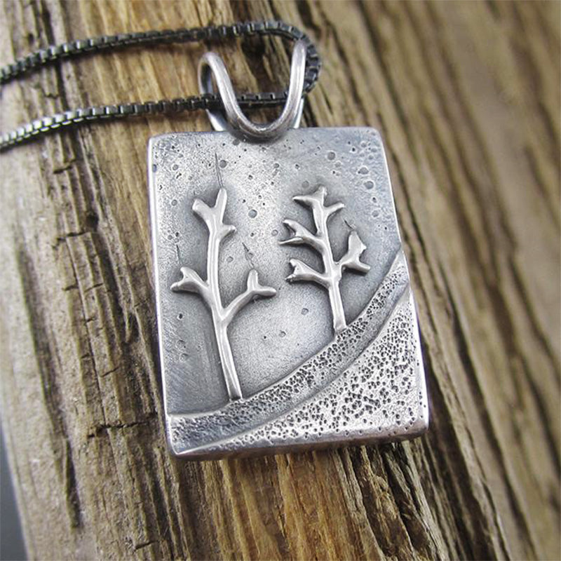 Frosted Forest Sterling Silver Pendant - Silver Pendant   2390 - handmade by Beth Millner Jewelry