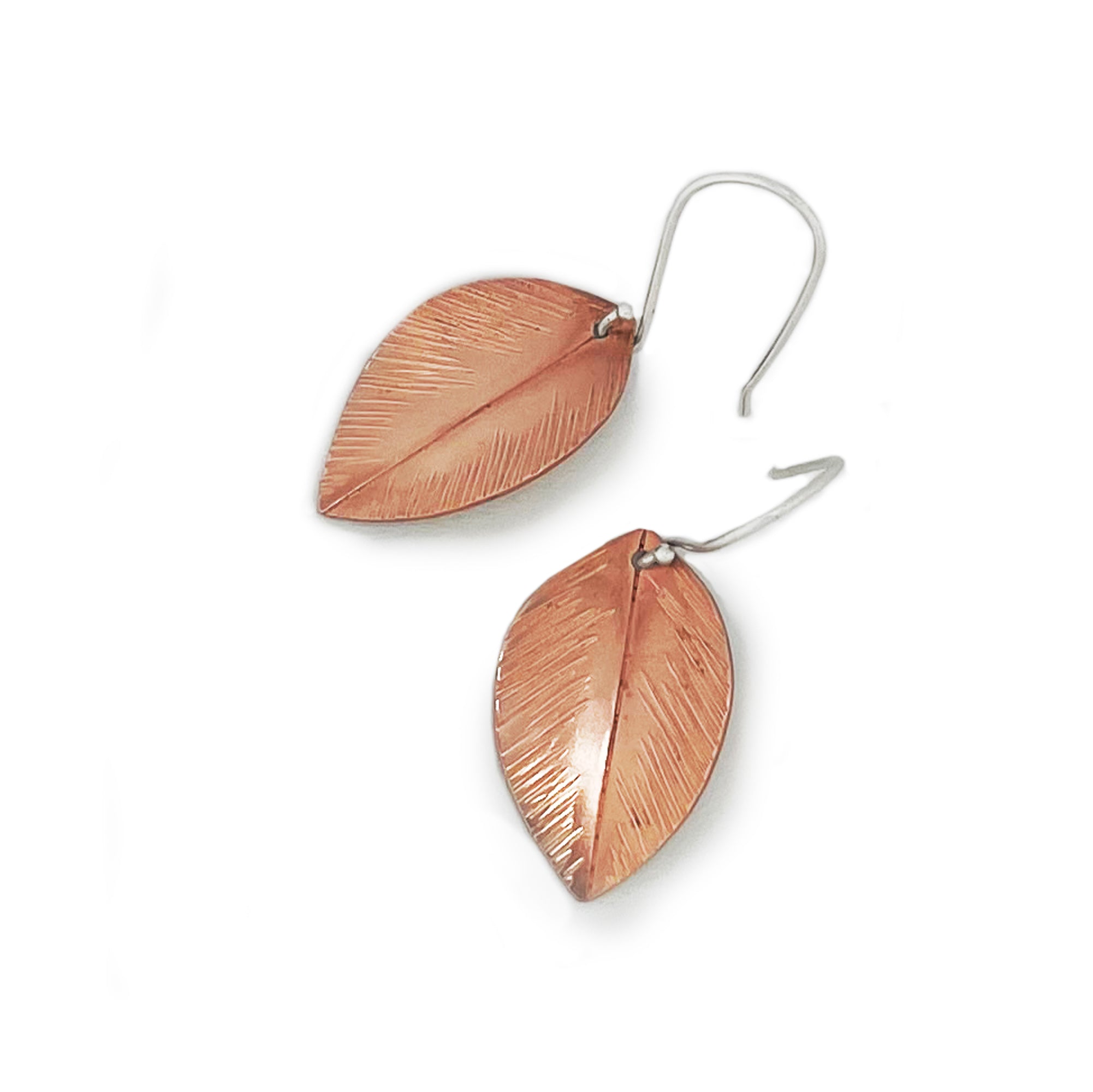 Copper Dogwood Leaf Earrings -    7314 - handmade by Beth Millner Jewelry