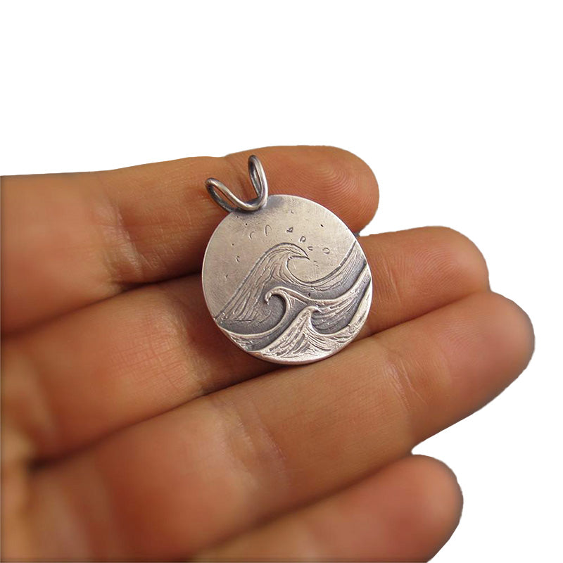 Turbulent Waters Sterling Silver Pendant - Silver Pendant   2462 - handmade by Beth Millner Jewelry