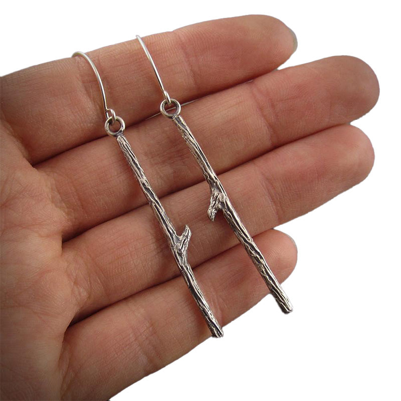 Twig Branch Sterling Silver Earrings - Silver Earrings   2530 - handmade by Beth Millner Jewelry