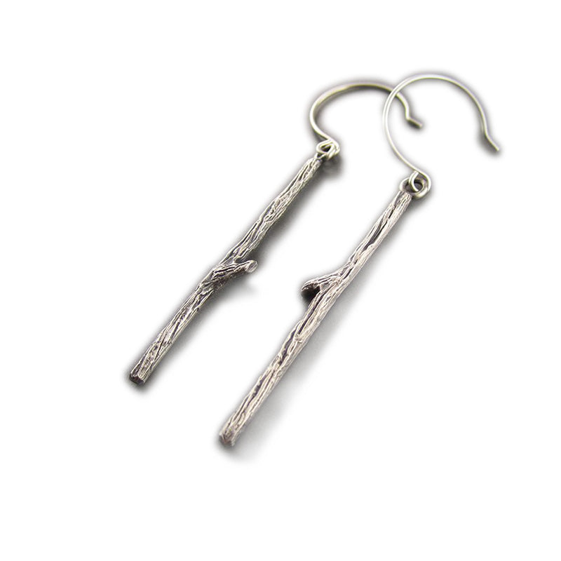 Twig Branch Sterling Silver Earrings - Silver Earrings   2530 - handmade by Beth Millner Jewelry