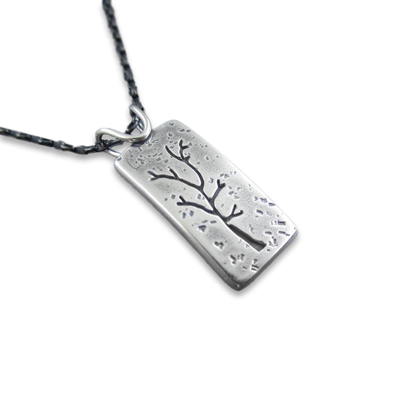 Winter Tree Portrait Sterling Silver Pendant - Silver Pendant   2713 - handmade by Beth Millner Jewelry