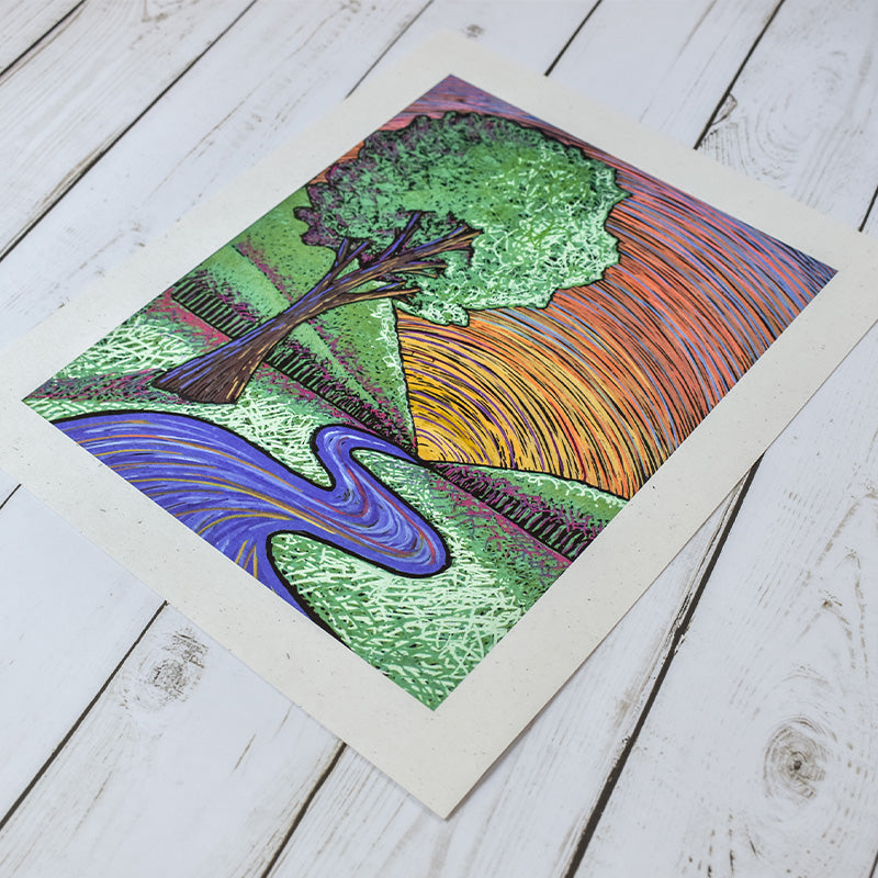 Journey Along a Gilded River Artist Print - Tree Planted with Purchase - Artisan Goods   7344 - handmade by Beth Millner Jewelry