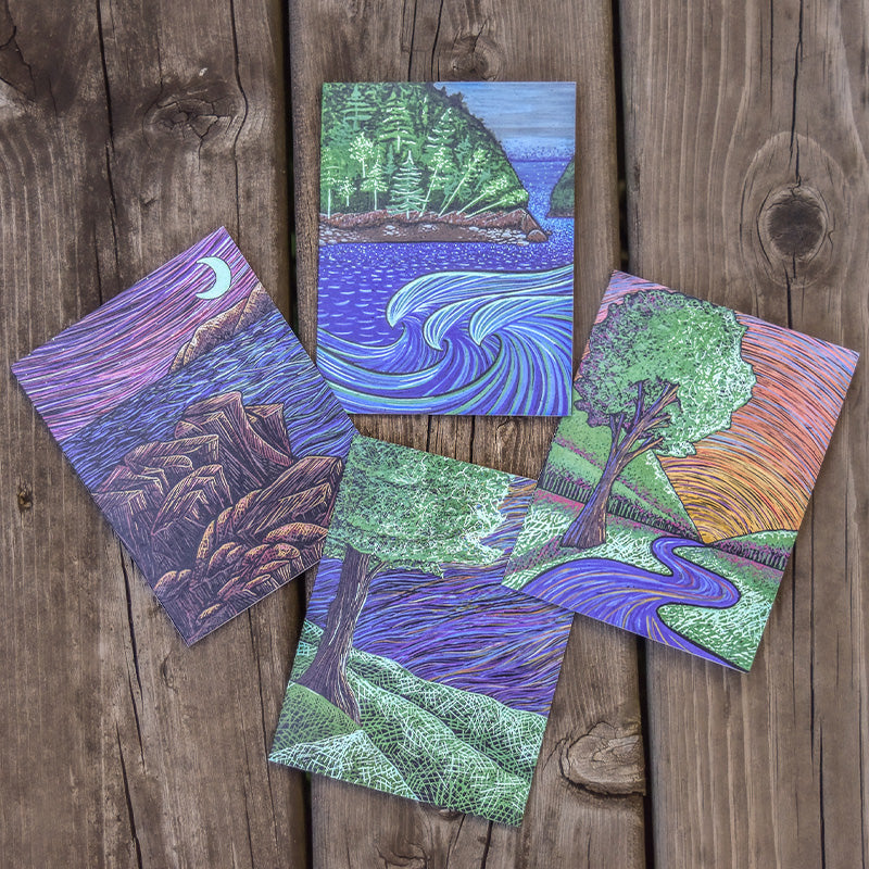 4 Pack Variety - Landscape Greeting Cards - Tree Planted with Purchase - Artisan Goods   7346 - handmade by Beth Millner Jewelry