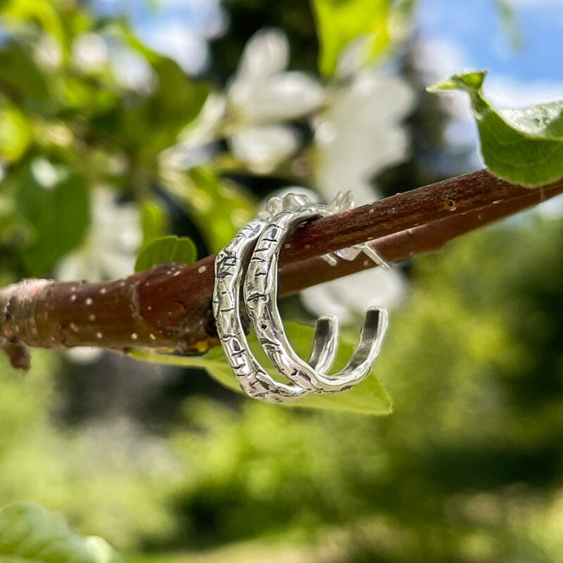 Birch Hoop Earrings - Silver Earrings   7311 - handmade by Beth Millner Jewelry