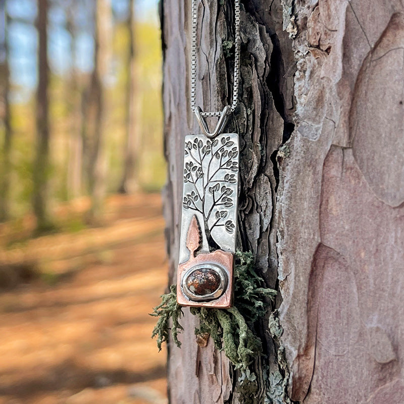 Conifer Copper Firebrick Wonderland Pendant No. 2 - Mixed Metal Pendant   7300 - handmade by Beth Millner Jewelry