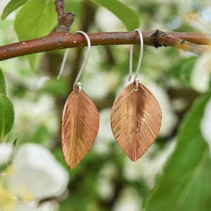 Copper Dogwood Leaf Earrings - Copper Earrings   7314 - handmade by Beth Millner Jewelry