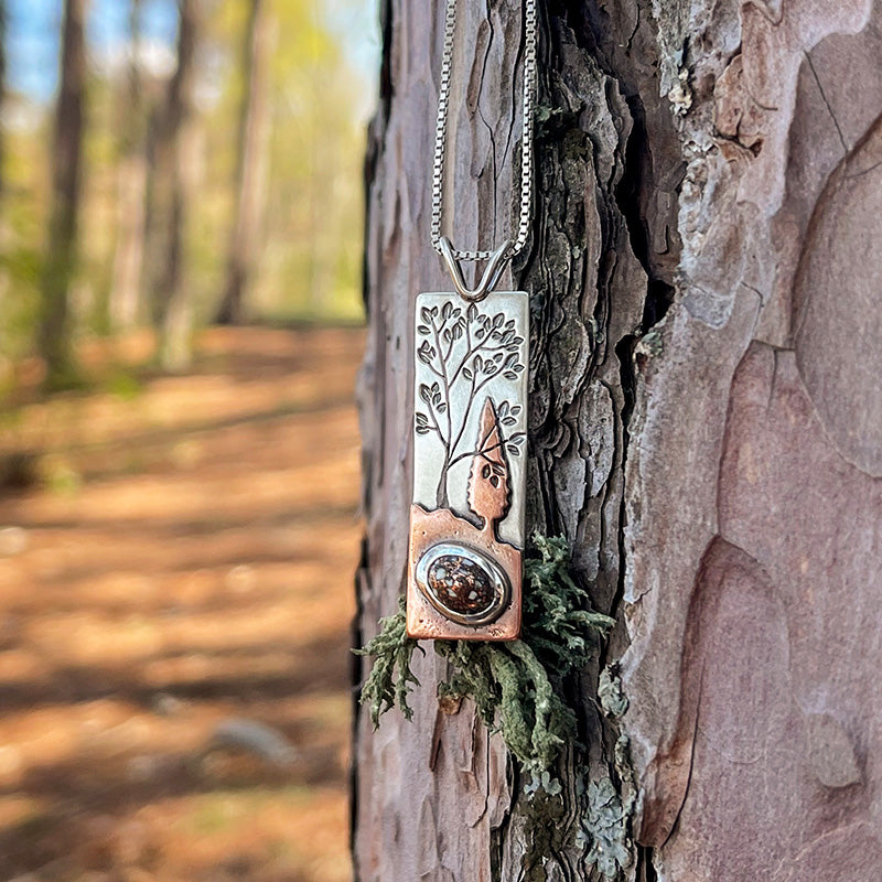 Conifer Copper Firebrick Wonderland Pendant No. 1 - Mixed Metal Pendant   7299 - handmade by Beth Millner Jewelry