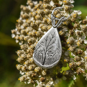 Dewdrop Forest Pendant - Fundraiser for the Marquette County Conservation District - Silver Pendant   7360 - handmade by Beth Millner Jewelry