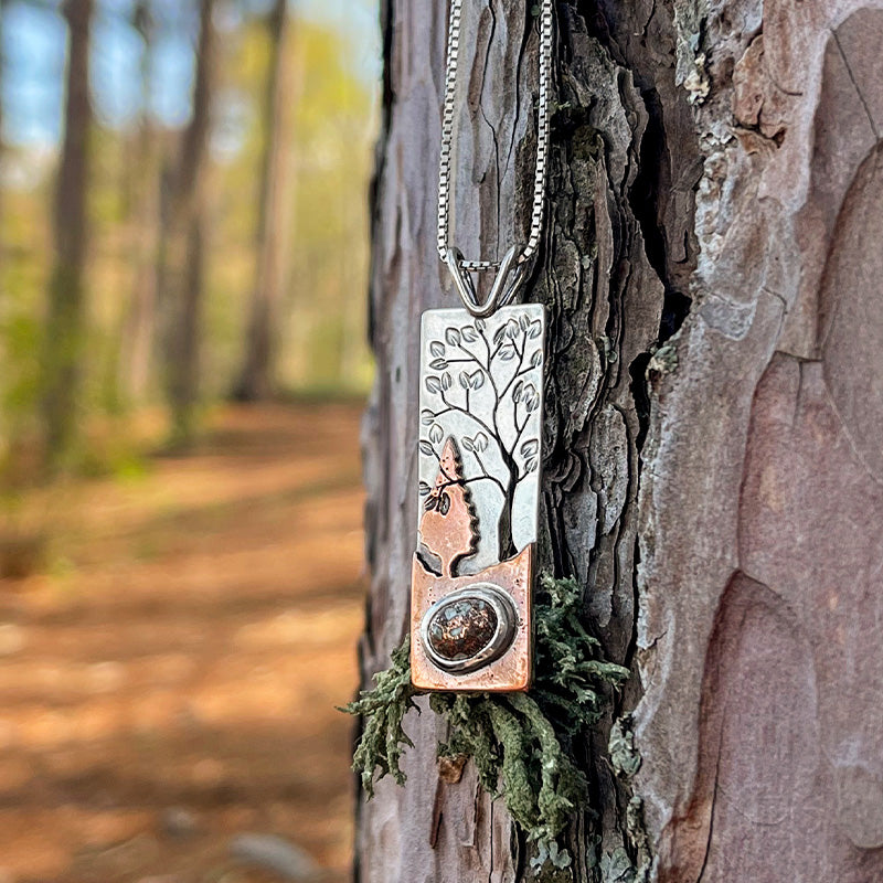 Conifer Copper Firebrick Wonderland Pendant - Mixed Metal Pendant   7298 - handmade by Beth Millner Jewelry