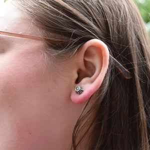 Green Sapphire Tree Trunk Post Earrings - Silver Earrings   7316 - handmade by Beth Millner Jewelry