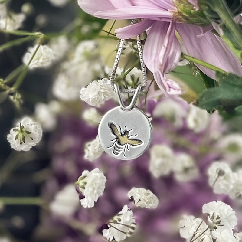 Honey Bee Pendant - Mixed Metal Pendant   7275 - handmade by Beth Millner Jewelry