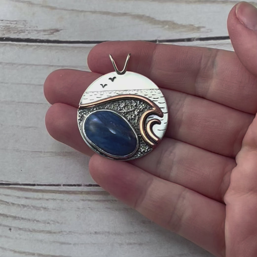 High Tide Pioneer Blue Wonderland Pendant - Mixed Metal Pendant   7318 - handmade by Beth Millner Jewelry