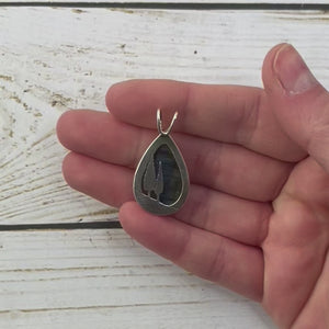 Reversible Northern Lights Labradorite Pendant No. 5 - Silver Pendant   7399 - handmade by Beth Millner Jewelry