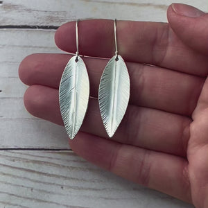 Silver Willow Leaf Earrings - Silver Earrings   7315 - handmade by Beth Millner Jewelry