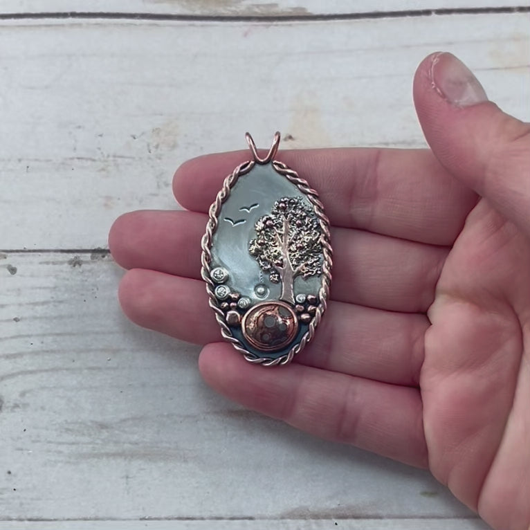 Summer Days Copper Lake Superior Agate Wonderland Pendant - Mixed Metal Pendant   7333 - handmade by Beth Millner Jewelry