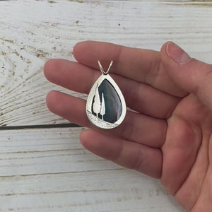 Reversible Northern Lights Labradorite Pendant No. 3 - Silver Pendant   7397 - handmade by Beth Millner Jewelry