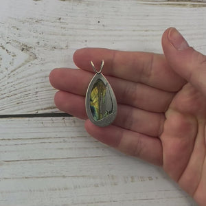 Reversible Northern Lights Labradorite Pendant - Silver Pendant   7394 - handmade by Beth Millner Jewelry