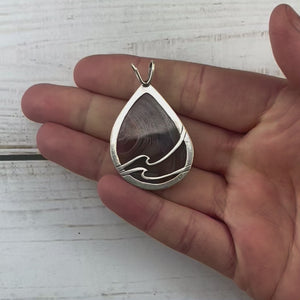 Lake Superior Agate Drop Pendant No. 1 - Silver Pendant   7371 - handmade by Beth Millner Jewelry