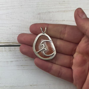 Lake Superior Agate Drop Pendant No. 2 - Silver Pendant   7372 - handmade by Beth Millner Jewelry