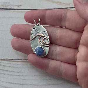 High Tide Pioneer Blue Wonderland Pendant No. 2 - Mixed Metal Pendant   7320 - handmade by Beth Millner Jewelry