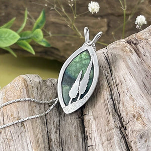 Reversible Marquise Northern Lights Labradorite Pendant No. 1 - Silver Pendant   7290 - handmade by Beth Millner Jewelry