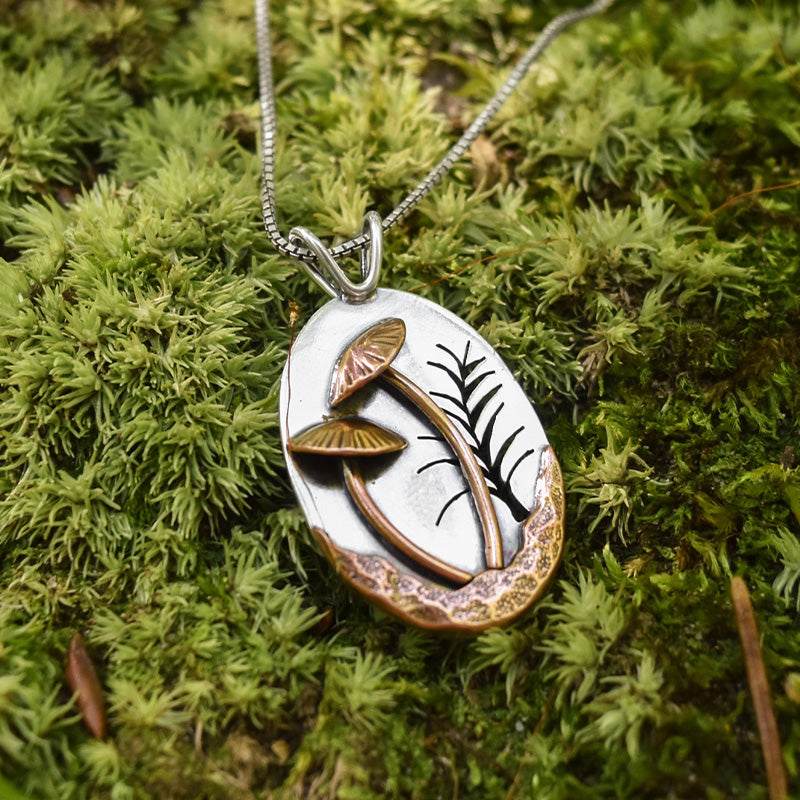 Small Forest Floor Pendant - Mixed Metal Pendant   7368 - handmade by Beth Millner Jewelry