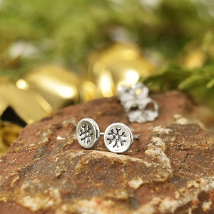 Snowflake Post Earrings - Silver Earrings   7407 - handmade by Beth Millner Jewelry