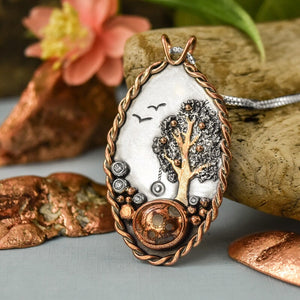 Summer Days Copper Lake Superior Agate Wonderland Pendant - Mixed Metal Pendant   7333 - handmade by Beth Millner Jewelry