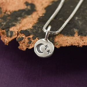 Twinkling Crescent Moon Charm - Charm   7351 - handmade by Beth Millner Jewelry