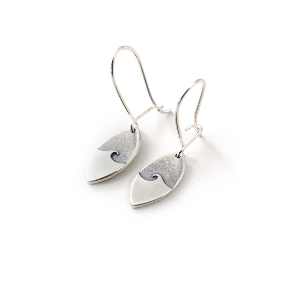 Minimalist Single Wave Earrings - Silver Earrings   2420 - handmade by Beth Millner Jewelry