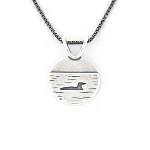 Small Loon Lake Pendant - Silver Pendant   5484 - handmade by Beth Millner Jewelry