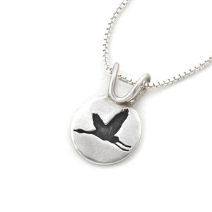 The Elegant Crane Pendant - Silver Pendant   2490 - handmade by Beth Millner Jewelry