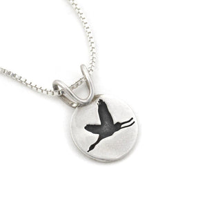 The Elegant Crane Pendant - Silver Pendant   2490 - handmade by Beth Millner Jewelry