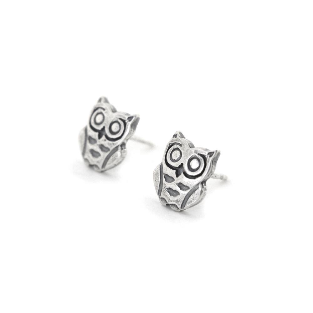 Tiny Owl Earrings - Silver Earrings   3109 - handmade by Beth Millner Jewelry