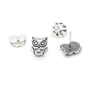 Tiny Owl Earrings - Silver Earrings   3109 - handmade by Beth Millner Jewelry