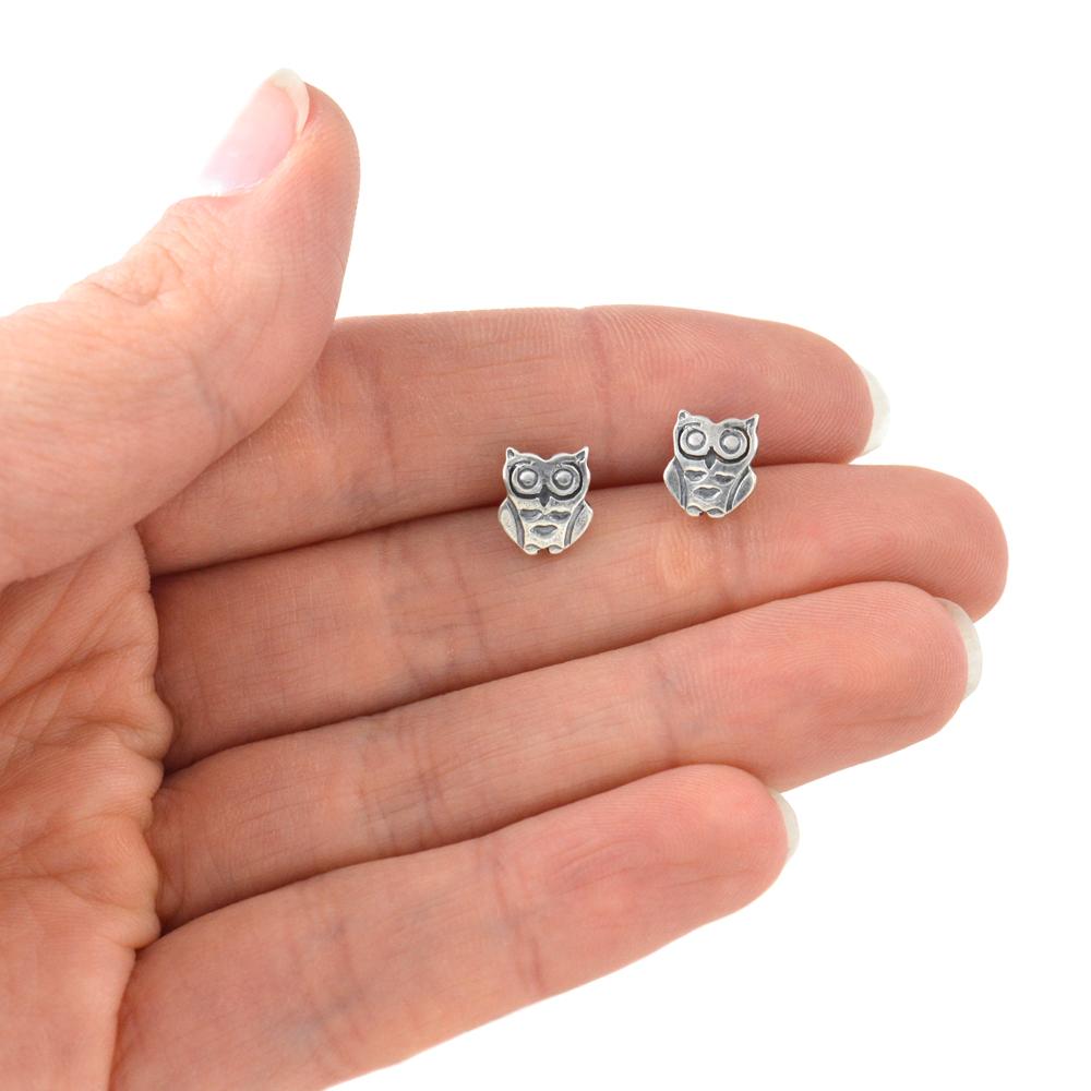 Tiny Owl Earrings - Silver Earrings   3109 - handmade by Beth Millner Jewelry