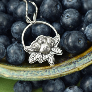 Wild Blueberry Hoop Pendant - Silver Pendant   6544 - handmade by Beth Millner Jewelry